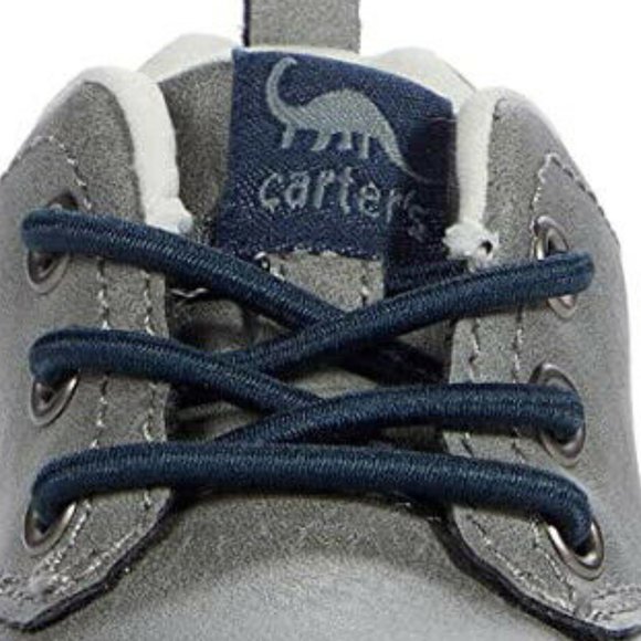 NEW Carter's Kid Alva Dinosaur Grey Navy Colorblock Slip On Sneaker Elastic Lace - Picture 3 of 8